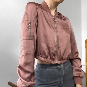 💖 rose gold cropped zip up